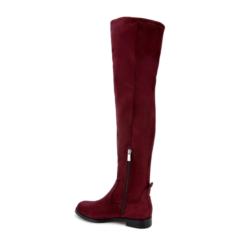 Kenneth Cole Reaction Windy Burgundy Knee High Boot Womens Faux Suede Boot 9M‎